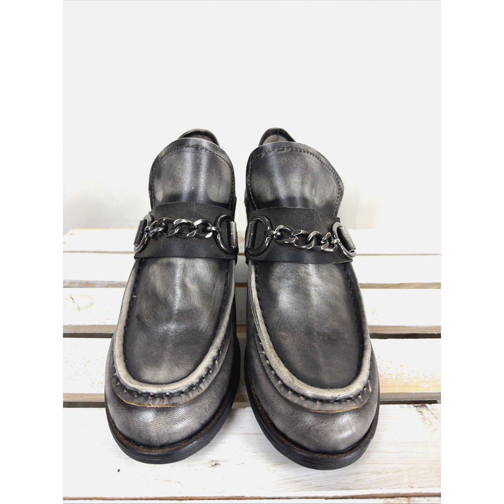New NO Box Casta Palmer Pewter Gray Burnished Heeled Loafers #1062 EU 38